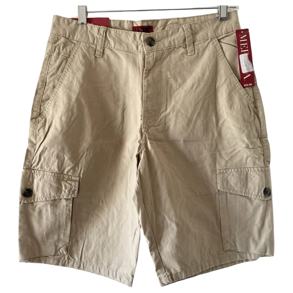 Mens Merona Vintage Khaki Casual Bermuda Cargo Hiking Cotton Shorts 30 Waist